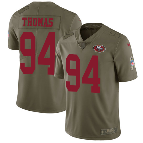 San Francisco 49ers #94 Solomon Thomas Olive Men's Stitched Limited 2017 Salute to Service Jersey Men's