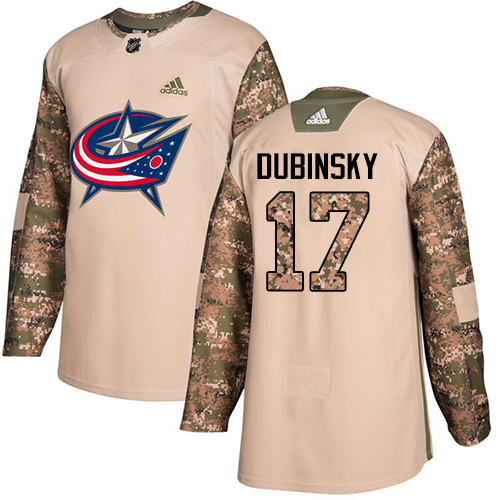 Adidas Columbus Blue Jackets #17 Brandon Dubinsky Camo Authentic 2017 Veterans Day Stitched Jersey Men's