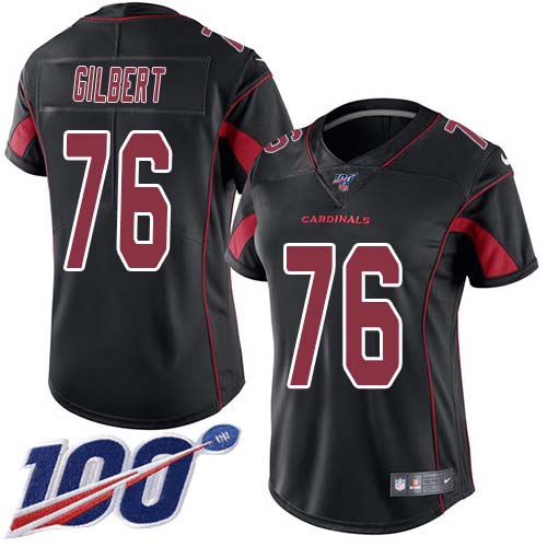 Arizona Cardinals #76 Marcus Gilbert Black Women's Stitched Limited Rush 100th Season Jersey Womens