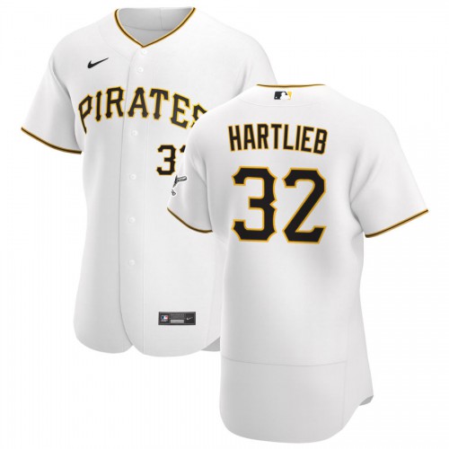 Pittsburgh Pittsburgh Pirates #32 Geoff Hartlieb Men's White Home 2020 Authentic Player Jersey Men's