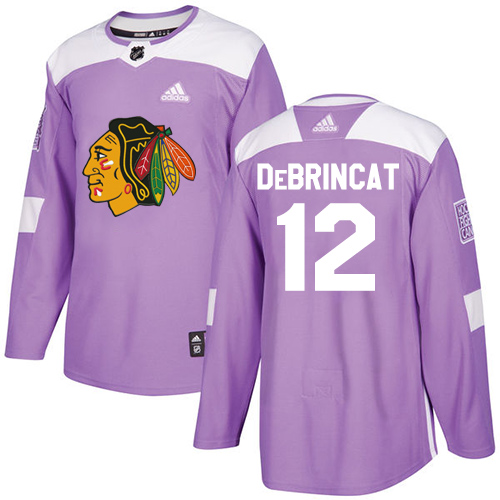Adidas Chicago Blackhawks #12 Alex DeBrincat Purple Authentic Fights Cancer Stitched Jersey Men's