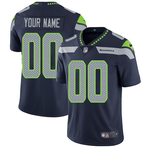 Seattle Seahawks Customized Steel Blue Team Color Stitched Vapor Untouchable Limited Men's Jersey