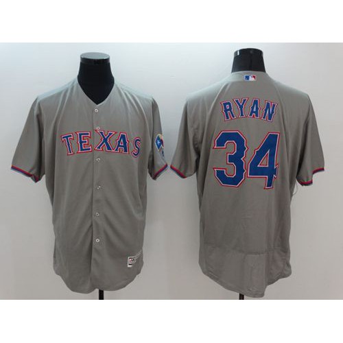 Texas Rangers #34 Nolan Ryan Grey Flexbase Authentic Collection Stitched Jersey Men's