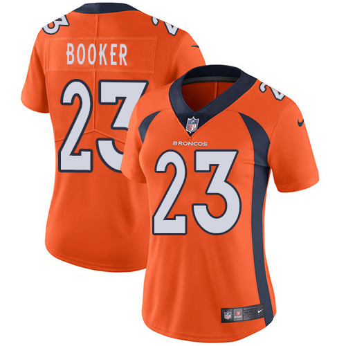 Denver Broncos #23 Devontae Booker Orange Team Color Women's Stitched Vapor Untouchable Limited Jersey Womens