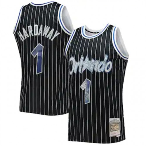 Orlando Magic #1 Penny Hardaway Mitchell & Ness 1996-97 Hardwood Classics 75th Anniversary Diamond Swingman Jersey - Black Mens