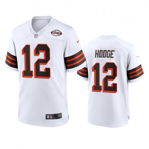 Men's Cleveland Browns #12 Khadarel Hodge 1946 Collection Alternate Game Limited Jersey - White Men's