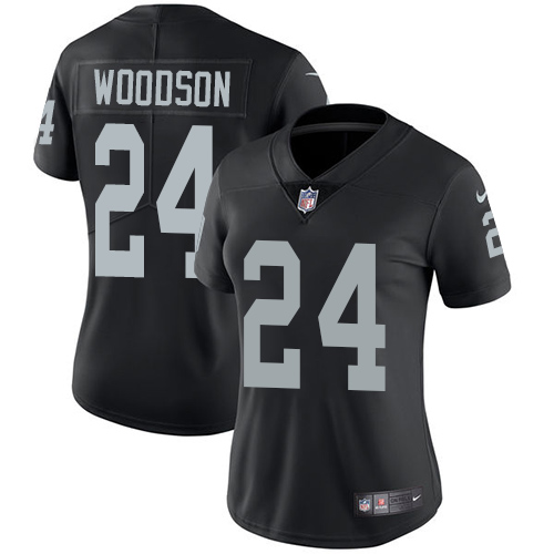 Raiders #24 Charles Woodson Black Team Color Women's Stitched Vapor Untouchable Limited Jersey