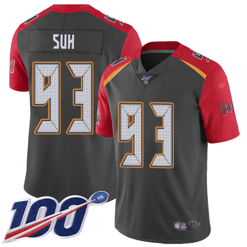 Tampa Bay Buccaneers #93 Ndamukong Suh Gray Men's Stitched Limited Inverted Legend Jersey Men's