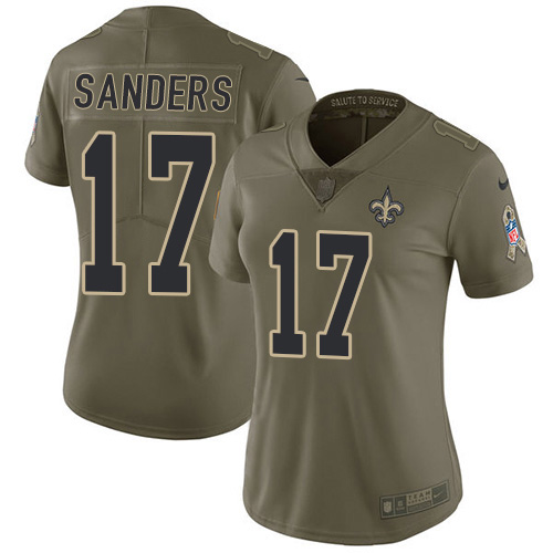 New Orleans Saints #17 Emmanuel Sanders Olive Women's Stitched Limited 2017 Salute To Service Jersey Womens