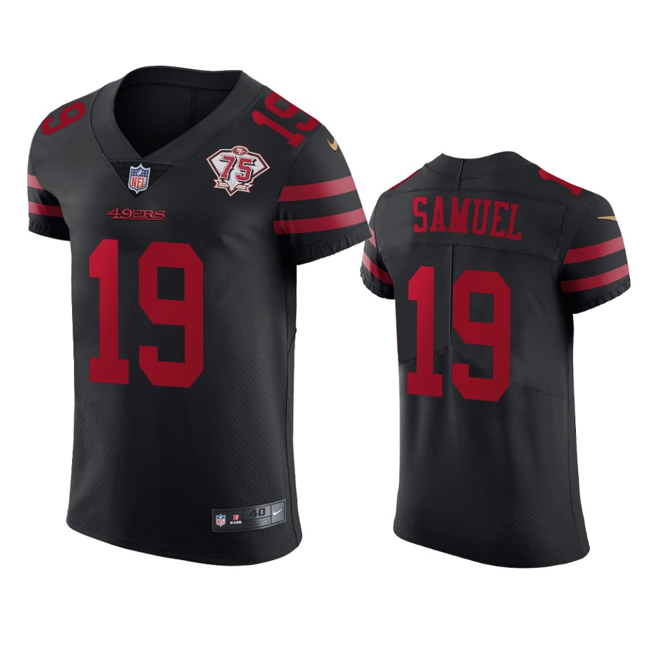 49ers #19 Deebo Samuel Black Alternate Men's 75th Anniversary Stitched Vapor Untouchable Elite Jersey