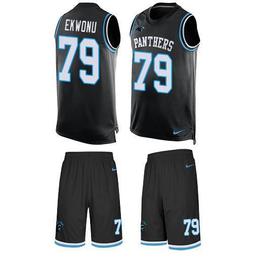 Panthers #79 Ikem Ekwonu Black Team Color Men's Stitched Limited Tank Top Suit Jersey