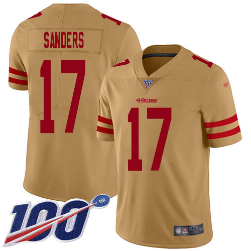 San Francisco 49ers #17 Emmanuel Sanders Gold Youth Stitched Limited Inverted Legend 100th Season Jersey Youth