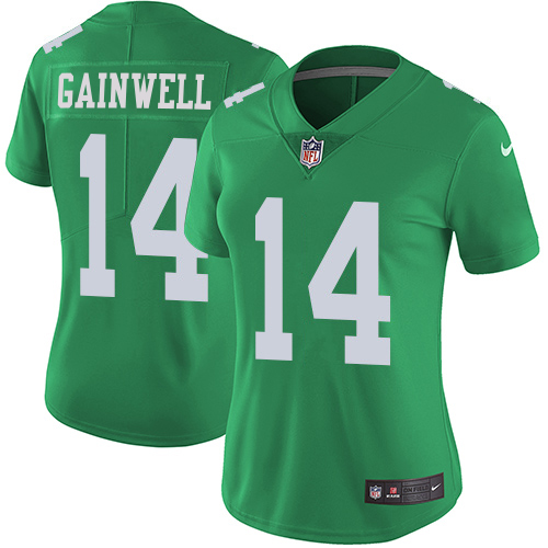 Eagles #14 Kenneth Gainwell Green Women's Stitched Limited Rush Jersey