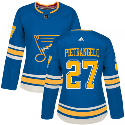 Adidas St. Louis Blues #27 Alex Pietrangelo Blue Alternate Authentic Women's Stitched Jersey Womens