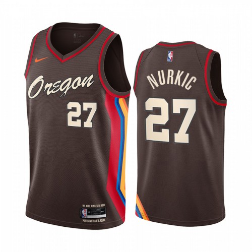 Portland Trail Blazers #27 Jusuf Nurkic Chocolate Womens Swingman 2020-21 City Edition Jersey Womens
