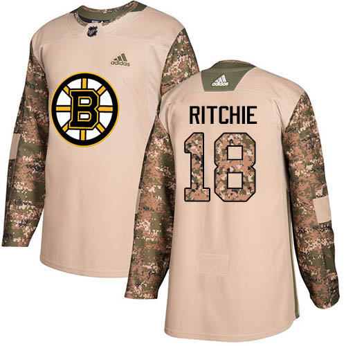 Adidas Boston Bruins #18 Brett Ritchie Camo Authentic 2017 Veterans Day Stitched Jersey Men's