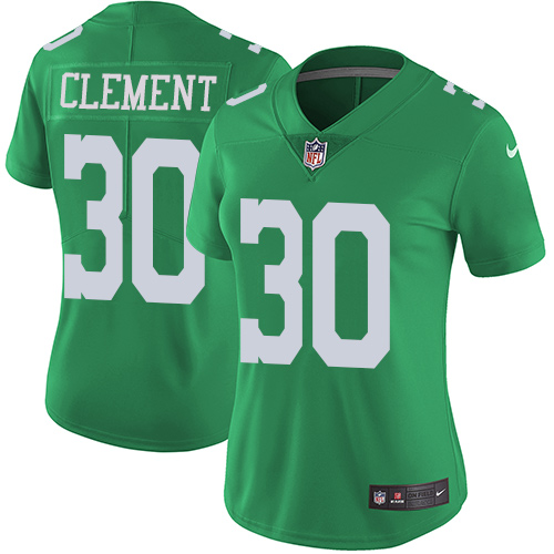 Philadelphia Eagles #30 Corey Clement Green Women's Stitched Limited Rush Jersey Womens