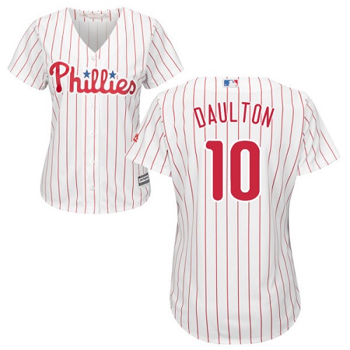 Philadelphia Phillies #10 Darren Daulton White(Red Strip) Home Women's Stitched Jersey Womens