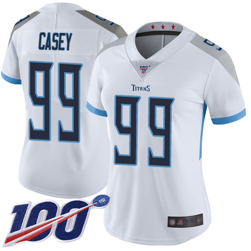 Tennessee Titans #99 Jurrell Casey White Women's Stitched 100th Season Vapor Limited Jersey Womens