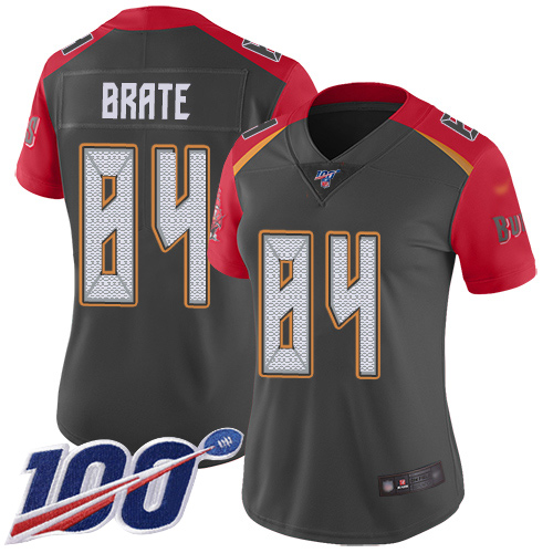 Tampa Bay Buccaneers #84 Cameron Brate Gray Women's Stitched Limited Inverted Legend 100th Season Jersey Womens