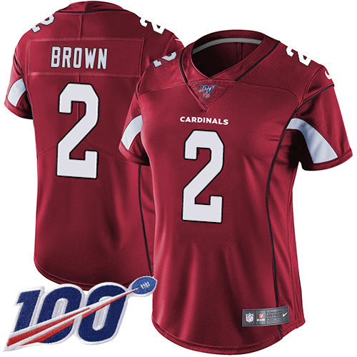 Cardinals #2 Marquise Brown Red Team Color Women's Stitched 100th Season Vapor Untouchable Limited Jersey