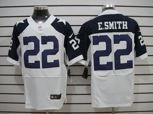 Cowboys #22 Emmitt Smith White Thanksgiving Throwback Men's Stitched Elite Jersey