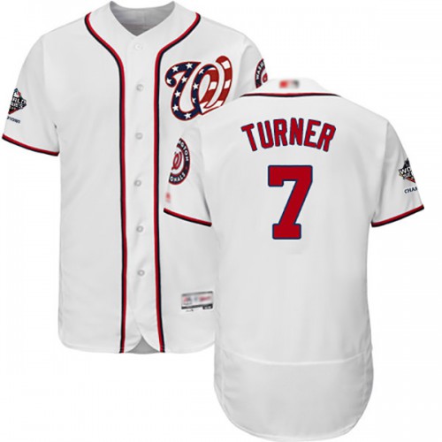 Washington Nationals #7 Trea Turner White Flexbase Authentic Collection 2019 World Series Champions Stitched Jersey Men's