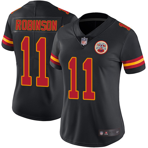 Kansas City Chiefs #11 Demarcus Robinson Black Women's Stitched Limited Rush Jersey Womens