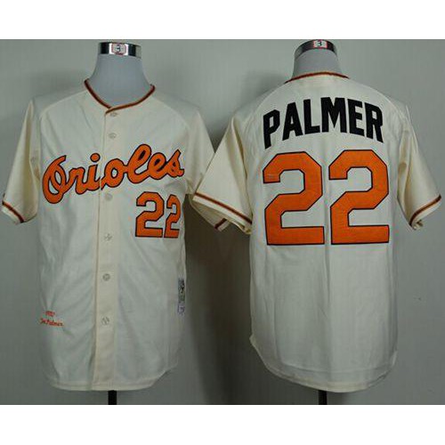 Mitchell And Ness 1989 Baltimore Orioles #22 Jim Palmer Cream Throwback Stitched Jersey Men's