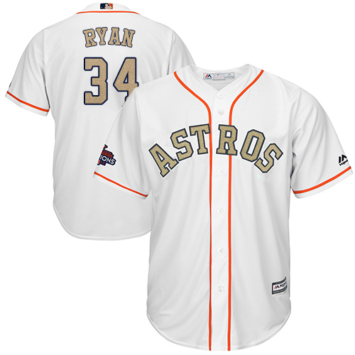 Houston Astros #34 Nolan Ryan White 2018 Gold Program Cool Base Stitched Youth Jersey Youth
