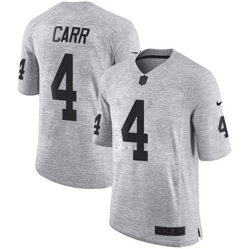 Raiders #4 Derek Carr Gray Men's Stitched Limited Gridiron Gray II Jersey