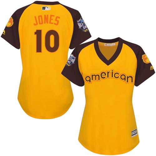 Baltimore Orioles #10 Adam Jones Gold 2016 All-Star American League Women's Stitched Jersey Womens