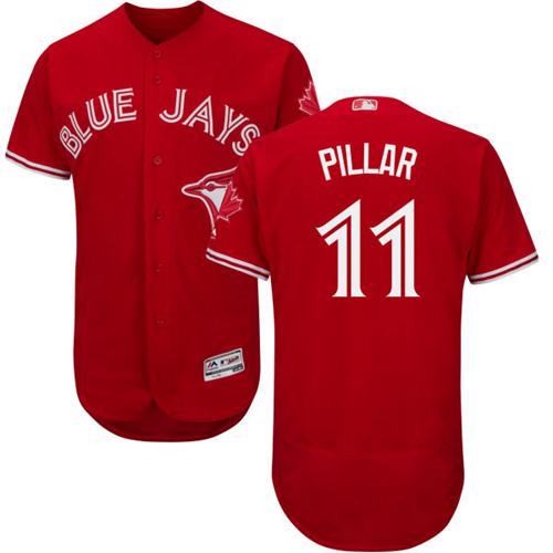 Toronto Blue Jays #11 Kevin Pillar Red Flexbase Authentic Collection Canada Day Stitched Jersey Men's