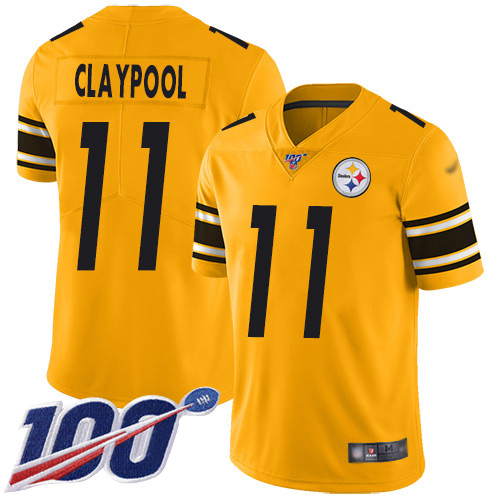 Pittsburgh Steelers #11 Chase Claypool Gold Men's Stitched Limited Inverted Legend 100th Season Jersey Men's
