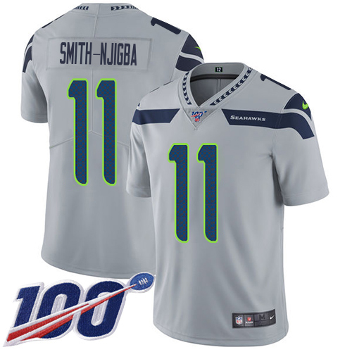 Seahawks #11 Jaxon Smith-Njigba Grey Alternate Men's Stitched 100th Season Vapor Untouchable Limited Jersey