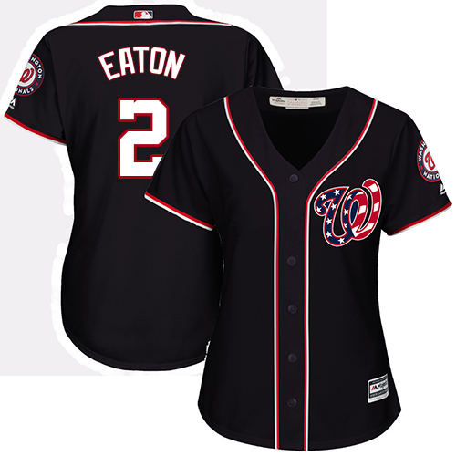 Washington Nationals #2 Adam Eaton Navy Blue Alternate Women's Stitched Jersey Womens