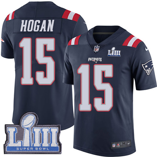 New England Patriots #15 Chris Hogan Navy Blue Super Bowl LIII Bound Men's Stitched Limited Rush Jersey Men's