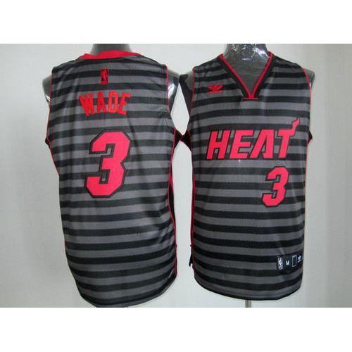 Miami Heat #3 Dwyane Wade Black/Grey Groove Stitched Jersey Mens