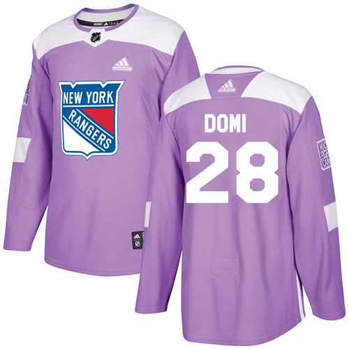 Adidas New York Rangers #28 Tie Domi Purple Authentic Fights Cancer Stitched Jersey Men's