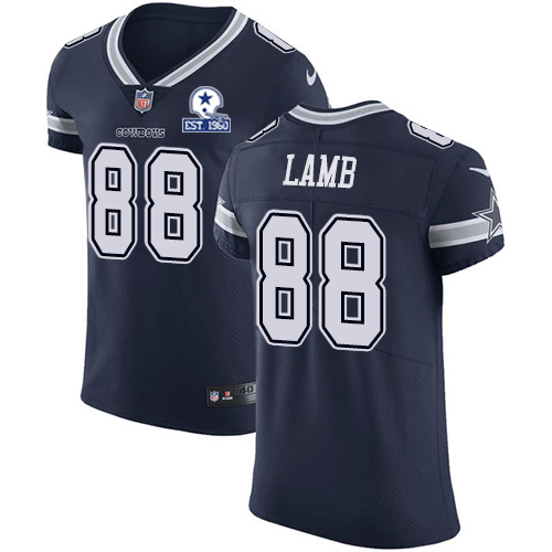 Cowboys #88 CeeDee Lamb Navy Blue Team Color Men's Stitched With Established In 1960 Patch Vapor Untouchable Elite Jersey