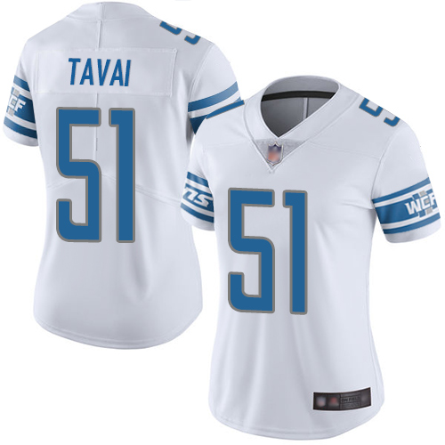 Detroit Lions #51 Jahlani Tavai White Women's Stitched Vapor Untouchable Limited Jersey Womens