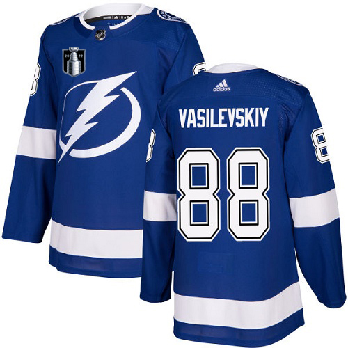 Adidas Tampa Bay Lightning #88 Andrei Vasilevskiy Blue 2022 Stanley Cup Final Patch Youth Home Authentic Stitched Jersey Youth
