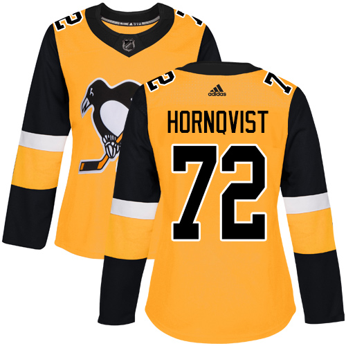 Adidas Pittsburgh Penguins #72 Patric Hornqvist Gold Alternate Authentic Women's Stitched Jersey Womens