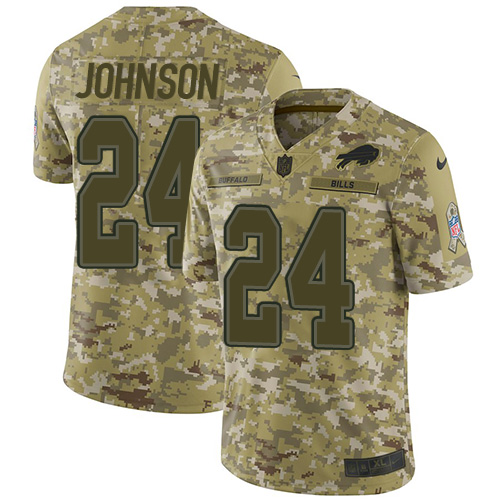 Buffalo Bills #24 Taron Johnson Camo Men's Stitched Limited 2018 Salute To Service Jersey Men's