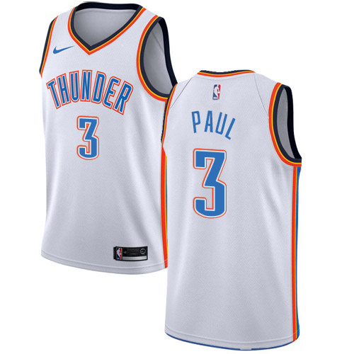 Oklahoma City Thunder #3 Chris Paul White Swingman Association Edition Jersey Mens