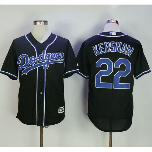 Los Angeles Dodgers #22 Clayton Kershaw Black Fashion Stitched Jersey Men's