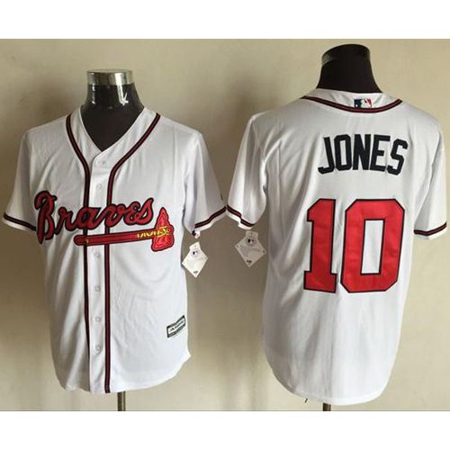 Atlanta Braves #10 Chipper Jones White New Cool Base Stitched Jersey Men's