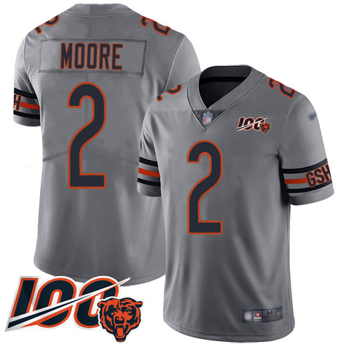 Bears #2 D.J. Moore Silver Men's Stitched Limited Inverted Legend 100th Season Jersey