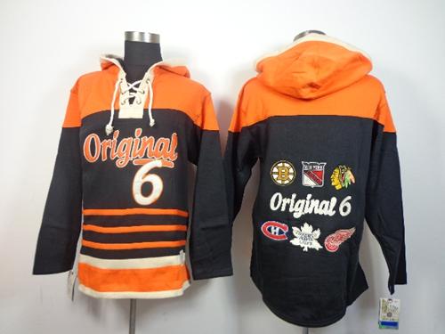Original 6 Teams Black Sawyer Hooded Sweatshirt Stitched Jersey