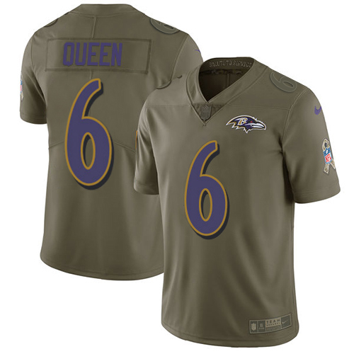 Ravens #6 Patrick Queen Olive Men's Stitched Limited 2017 Salute To Service Jersey